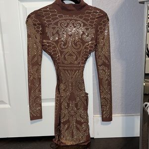 NWOTS Fashion Nova Dynasty Studded Dress - Brown Size XS